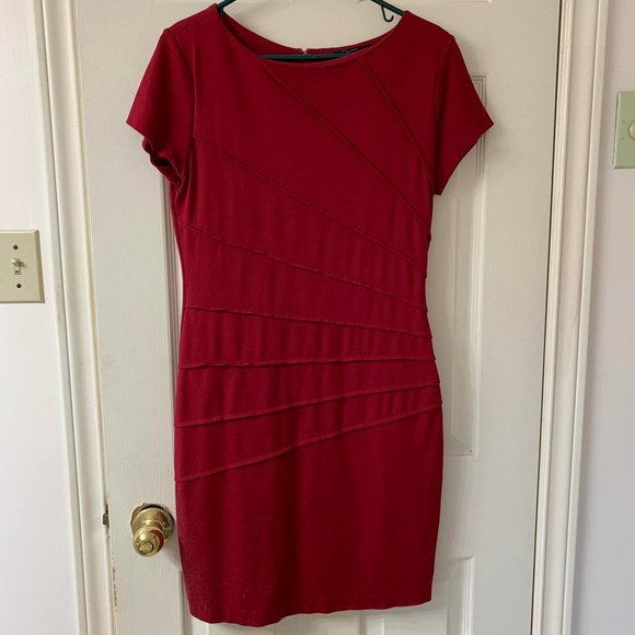 🌷3 for$25🌷Jessica, US M, Red Short Sleeved Starburst Effect Dress - Picture 3 of 6